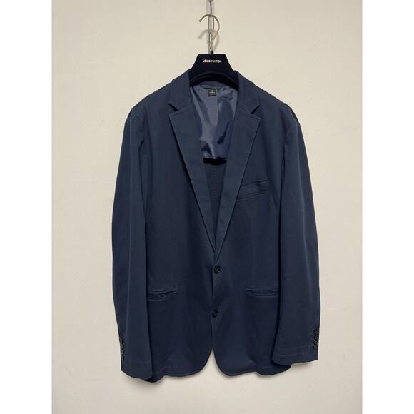 BOSS Hugo Boss Blazer Mens 46R Navy Regular Fit Two Button Notch Lapel Textured - Picture 1 of 15